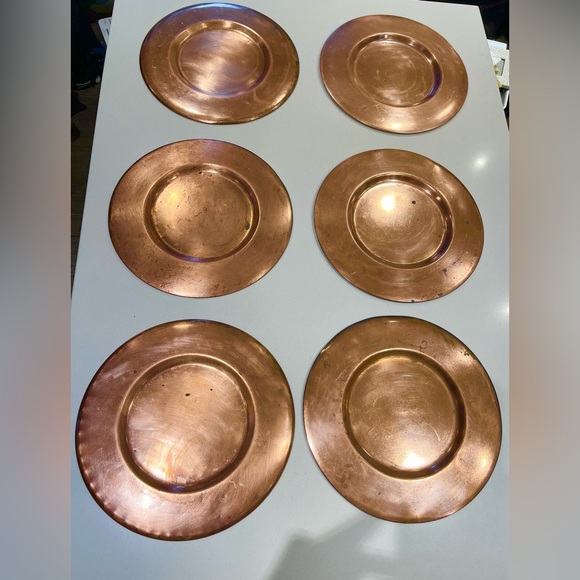 $360 set of 6 solid copper vintage plates 11.5” platter charger craftsman - Picture 1 of 14